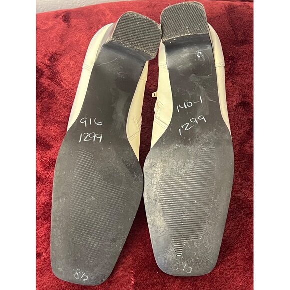 AJ Valenci Women White Leather Ankle Boot Size 8.5W flaw Comfortable Chunky Heel - Picture 9 of 16